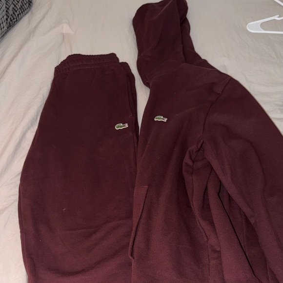 Lacoste Other - Lacoste Men's Burgundy Hoodie Sweatshirt and Pants Set